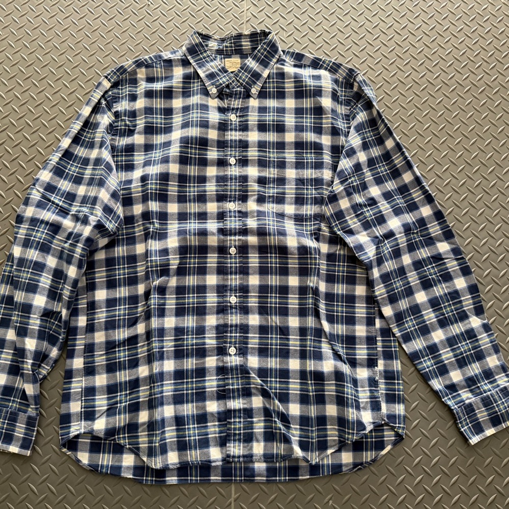 J. Crew Navy and White Checkered Oxford Shirt
